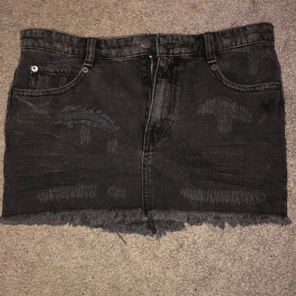 Black denim mini skirt free people